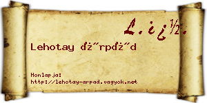 Lehotay Árpád névjegykártya